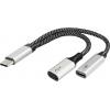 Maxtrack USB-C® adaptér [1x USB-C® zástrčka - 2x USB-C® zásuvka (nabíjení), USB-C® zásuvka] 14.5 cm