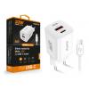ALIGATOR Mini PD 33W, USB-C+A, rychlá nabíječka GaN, s kabelem USB-C/USB-C, bílá