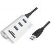 LogiLink CR0045 USB Hub 3 porty USB-A USB 3.0 5 GBit/s s hliníkovým krytem, se zabudovanou čtečkou SD karet stříbrná CR0045