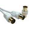 Koaxiální kabel, řada: TV Aerial Connector 3C2V, Bílá Polyuretan 1 m RS PRO S koncovkou