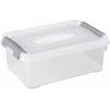 Curver 243810 Úložný box, HANDY, stohovatelné, (d x š x v) 294 x 194 x 110 mm, transparentní, stříbrná, 1 ks