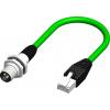 RS PRO Cat5e Ethernetové kabely, Zelená, Polyvinylchlorid, A: M12, 60V 0.5 m Vnější, B: RJ45 Vnější, typ pláště: RS PRO Cat5e Ethernetové kabely, Zelená, Polyvinylchlorid, A: M12, 60V 0.5 m Vnější, B: RJ45 Vnější, typ pláště:
