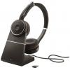 Jabra Evolve 75 Second Edition - UC telefon Sluchátka On Ear bezdrátová, Bluetooth®, kabelová stereo černá Redukce šumu mikrofonu, Potlačení hluku headset, vč.