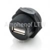 Amphenol Industrial Konektor USB, řada: UA Vnitřní, počet portů: 1portový, orientace těla: Rovný USB typu A, 100V, Panel