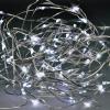 Solight vánoční řetěz stříbrný, 50x mini LED, 5m, 3 x AA, studené světlo - 1V56-W