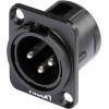 Hicon HI-X3DM-M XLR konektor přírubová zástrčka, rovná Pólů: 3 černá 1 ks