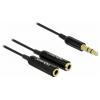 Delock 65356 jack audio kabel [1x jack zástrčka 3,5 mm - 2x jack zásuvka 3,5 mm] 25 cm černá