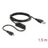 Delock USB kabel USB 2.0 USB-A zástrčka, USB Micro-B zástrčka 1.50 m černá vč. spínače ZAP/VYP 84803