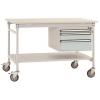 Manuflex BB5361.7035 Kompletní servírovací stolek základní mobilně se Melamin-Platte + pouzdro vestavné, Šxhxv: 1000 x 800 x 850 mm šedobílá (RAL 7035)