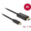 Delock USB-C® / HDMI kabelový adaptér USB-C ® zástrčka, Zástrčka HDMI-A 1.00 m černá 85258 pozlacené kontakty Kabel pro displeje USB-C®