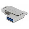 Delock 54075 skleněný USB flash disk 64 GB stříbrná 54075 USB, USB-A, USB-C®