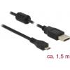 Delock USB kabel USB 2.0 USB-A zástrčka, USB Micro-B zástrčka 1.50 m černá s feritovým jádrem 84902