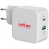 Roline USB nabíječka, 1x USB A , 1x USB-C®, 65 W, Dodávka energie, QC 3.0, bílá Roline USB nabíječka, 1x USB A , 1x USB-C®, 65 W, Dodávka energie, QC 3.0, bílá