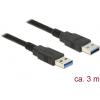 Delock USB kabel USB 3.2 Gen1 (USB 3.0 / USB 3.1 Gen1) USB-A zástrčka, USB-A zástrčka 3.00 m černá pozlacené kontakty 85063