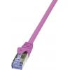 LogiLink CQ3059S RJ45 síťové kabely, propojovací kabely CAT 6A S/FTP 2.00 m růžová samozhášecí, s ochranou 1 ks