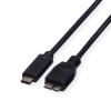 Roline Kabel USB do zásuvky IC Vnější, A: Micro USB B, 500 mm Vnější, Černá, B: USB typu C Roline Kabel USB do zásuvky IC Vnější, A: Micro USB B, 500 mm Vnější, Černá, B: USB typu C