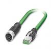 Phoenix Contact Cat5 Ethernetové kabely, řada: NBC, Zelená, Polyvinylchlorid, 48 V ac, 60V dc 1 m 4, typ pláště: Stíněné
