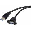 Renkforce USB kabel USB 3.0 USB-A zástrčka, USB-A zásuvka 1.00 m černá Pro vestavbu, lze šroubovat RF-5720388