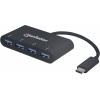 Manhattan 162746 USB Hub 4 porty USB-A USB 3.1 Gen1 5 GBit/s s konektorem USB C černá Manhattan USB-C Dock/Hub, Ports (x4): USB-A (x4)