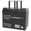 multipower MPC36-12I 302193 olověný akumulátor 12 V 36 Ah olověný se skelným rounem (š x v x h) 197 x 168 x 131 mm šroubované M6 odolné proti více cyklům,