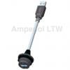 Amphenol Industrial Konektor USB, řada: UA, počet portů: 1portový, orientace těla: Rovný USB typu A, 100V, Kabel USB