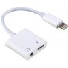 Redukce Lightning / 3,5 mm jack 2v1 PremiumCord, 10 cm, bílá/černá