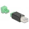 Delock RJ45 síťový adaptér Kabel [1x RJ45 zástrčka - 1x šroubové svorky] 0 mm černozelená