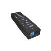 Rozbočovač USB 3.0 IB-AC6110, standard: USB 3.0 USB, počet portů USB: 10 Adaptér 25 mm ICY BOX 145 mm 45mm Rozbočovač USB 3.0 IB-AC6110, standard: USB 3.0 USB, počet portů USB: 10 Adaptér 25 mm ICY BOX 145 mm 45mm