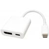 Roline 12.03.3221 USB-C® / Mini-DisplayPort kabelový adaptér [1x USB-C® zástrčka - 1x zásuvka DisplayPort, USB-C® zásuvka (nabíjení)] bílá 0.10 m