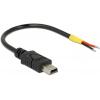 Delock USB kabel USB 2.0 USB Mini-B zástrčka, Otevřené konce kabelu 0.10 m černá 85251