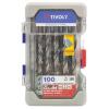 Vrták, HSS, počet kusů: 100 Vrták Tivoly Ocel, max. velikost: 13 mm, min. velikost: 1 mm
