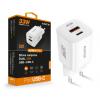 Rychlá mini síťová nabíječka ALIGATOR Power Delivery 33W, GaN, USB-C + USB-A, bílá