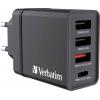 Verbatim CHR-30EU1 USB nabíječka, 3x USB A, 1x USB-C®, 30 W, Dodávka energie, QC 3.0, Power Delivery 3.0, černá