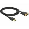 Delock DisplayPort / DVI kabel Konektor DisplayPort, DVI-D 24+1pol. Zástrčka 2 m černá 85313 pozlacené kontakty, kroucený , třížilový stíněný, 4K UHD Kabel Delock DisplayPort / DVI kabel Konektor DisplayPort, DVI-D 24+1pol. Zástrčka 2 m černá 85313 pozlacené kontakty, kroucený , třížilový stíněný, 4K UHD Kabel