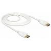 Delock DisplayPort kabel Konektor DisplayPort 1.5 m bílá 85509 pozlacené kontakty, kroucený , třížilový stíněný, 4K UHD Kabel DisplayPort