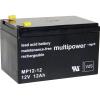 multipower MP12-12 MP12-12 olověný akumulátor 12 V 12 Ah olověný se skelným rounem (š x v x h) 98 x 98 x 151 mm póly kontaktu bezúdržbové, nepatrné vybíjení,