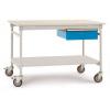 Manuflex BB5357.2001 Kompletní servírovací stolek základní mobilně se plastová destička + jednotlivé zásuvky, Šxhxv: 1500 x 800 x 850 mm červenooranžová (RAL