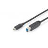 Digitus USB kabel USB 3.2 Gen1 USB-C ® zástrčka, USB-B zástrčka 1.80 m černá dvoužilový stíněný AK-300149-018-S