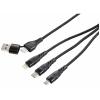 Nabíjecí kabel USB USB 2.0 USB-A zástrčka, USB-C ® zástrčka, USB Micro-B zástrčka, Apple Lightning konektor, USB-C ® zástrčka 2.00 m černá hliníková zástrčka