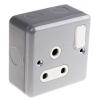 Zásuvka Šedá 1cestná Urea Moulded, Termoplastický Spínací proud 15A USB, Zavřená zásuvka, Velká Británie, 3 kolíků,