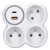 Solight rozbočka, 3x 16A, USB A+C rychlonabíječka 20W PD, bílá-šedá - P106C-PD20 Solight rozbočka, 3x 16A, USB A+C rychlonabíječka 20W PD, bílá-šedá - P106C-PD20