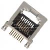 Telefonní zásuvka RJ-45 8P8C, vývody 90°, Au 1 µm, šedá Telefonní zásuvka RJ-45 8P8C, vývody 90°, Au 1 µm, šedá