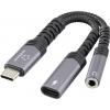 Renkforce USB-C®, audio kabelový adaptér [1x USB-C® zástrčka - 1x Audio, stereo (3,5 mm jack), USB-C® zásuvka (nabíjení)] USB-C® Audio+Charge Adapter 7.50 cm
