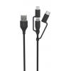 Ansmann Kabel USB do zásuvky IC Vnější, A: USB typu A, 1.2 m Vnitřní, Černá, B: Lightning, Micro USB typ B, USB typu C