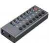 Renkforce RF-6049086 USB Hub 8 portů USB-A USB 3.2 Gen2 10 GBit/s lze spínat jednotlivě, se stavovými LED, s hliníkovým krytem stříbrnočerná RF-HUB-380