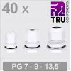 TRU COMPONENTS T24CA125 kabelová průchodka, TC-13448636, od 3.5 mm, do 12 mm, PG7, PG9, PG13, 40 ks