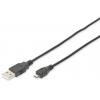 Digitus USB kabel USB 2.0 USB-A zástrčka, USB Micro-B zástrčka 1.80 m černá kulatý, dvoužilový stíněný DB-300127-018-S