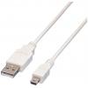 Value USB kabel USB 2.0 USB-A zástrčka, USB Mini-B zástrčka 1.80 m bílá stíněný 11.99.8718