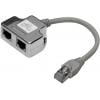 Digitus RJ45 síťový adaptér CAT 5, CAT 5e [1x RJ45 zástrčka - 2x RJ45 zásuvka] 0.19 m šedá