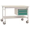 Manuflex BB5381.0001 Kompletní servírovací stolek základní mobilně se Melamin-Platte + pouzdro vestavné, Šxhxv: 1500 x 800 x 850 mm šedá, zelená